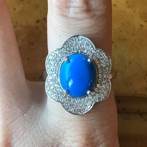 Natural Ceruleite Artistic Flower Ring Size 9